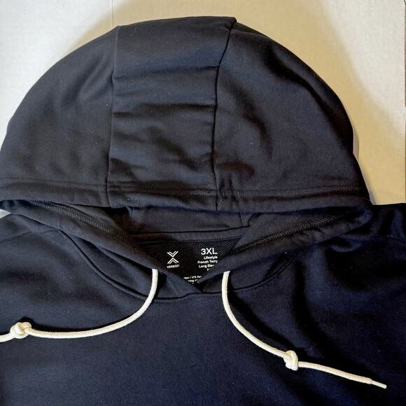 Xersion 3XL Big & Tall French Terry Hoodie Black Depth Soft Touch NWT Streetwear - Picture 10 of 15